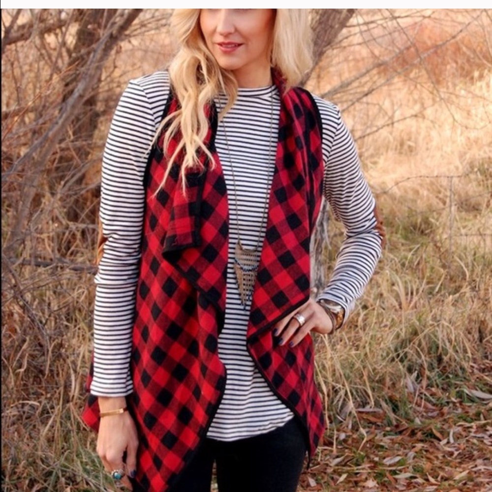 Red & black plaid vest